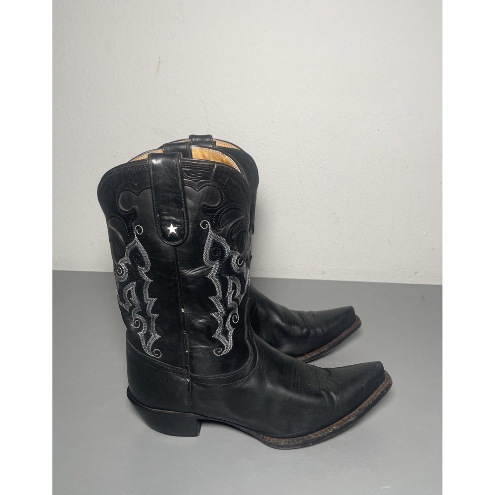 Tony Lama Women's Black Leather Western Cowboy Boots Size 9B